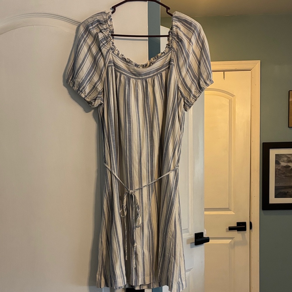 LOFT Blue and White Striped Mini Dress